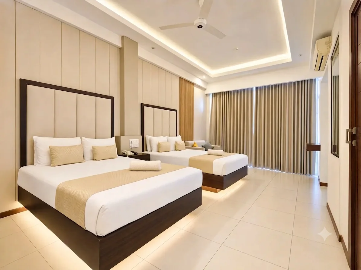 Bedroom in the Signature Two Bedroom Apartment with City View