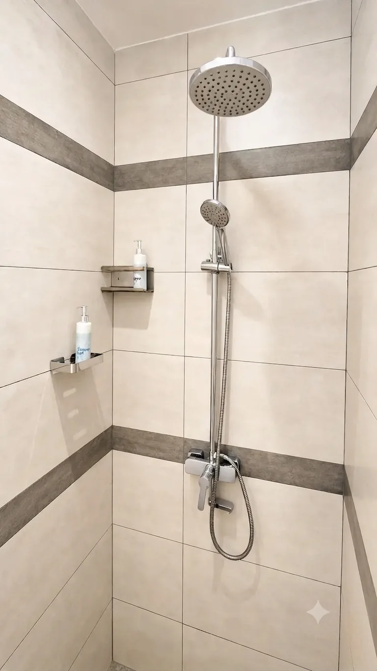 Private bathroom in the Signature Two Bedroom Apartment with City View
