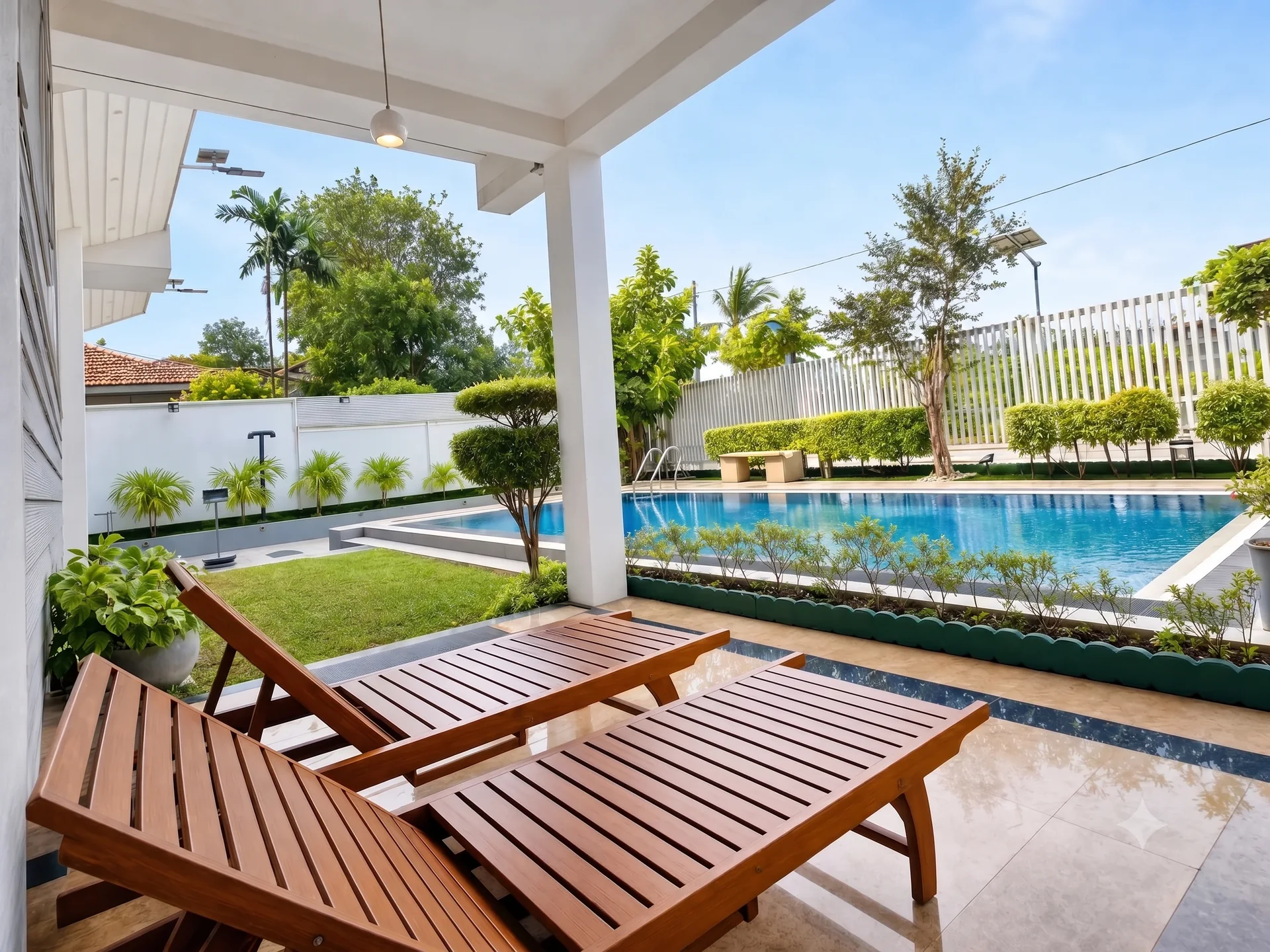 Outdoor swimming pool at Apna Colombo