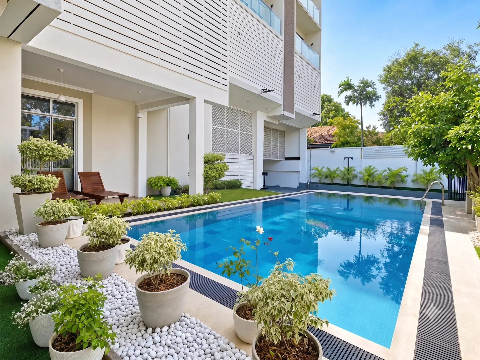 Outdoor swimming pool at Apna Colombo