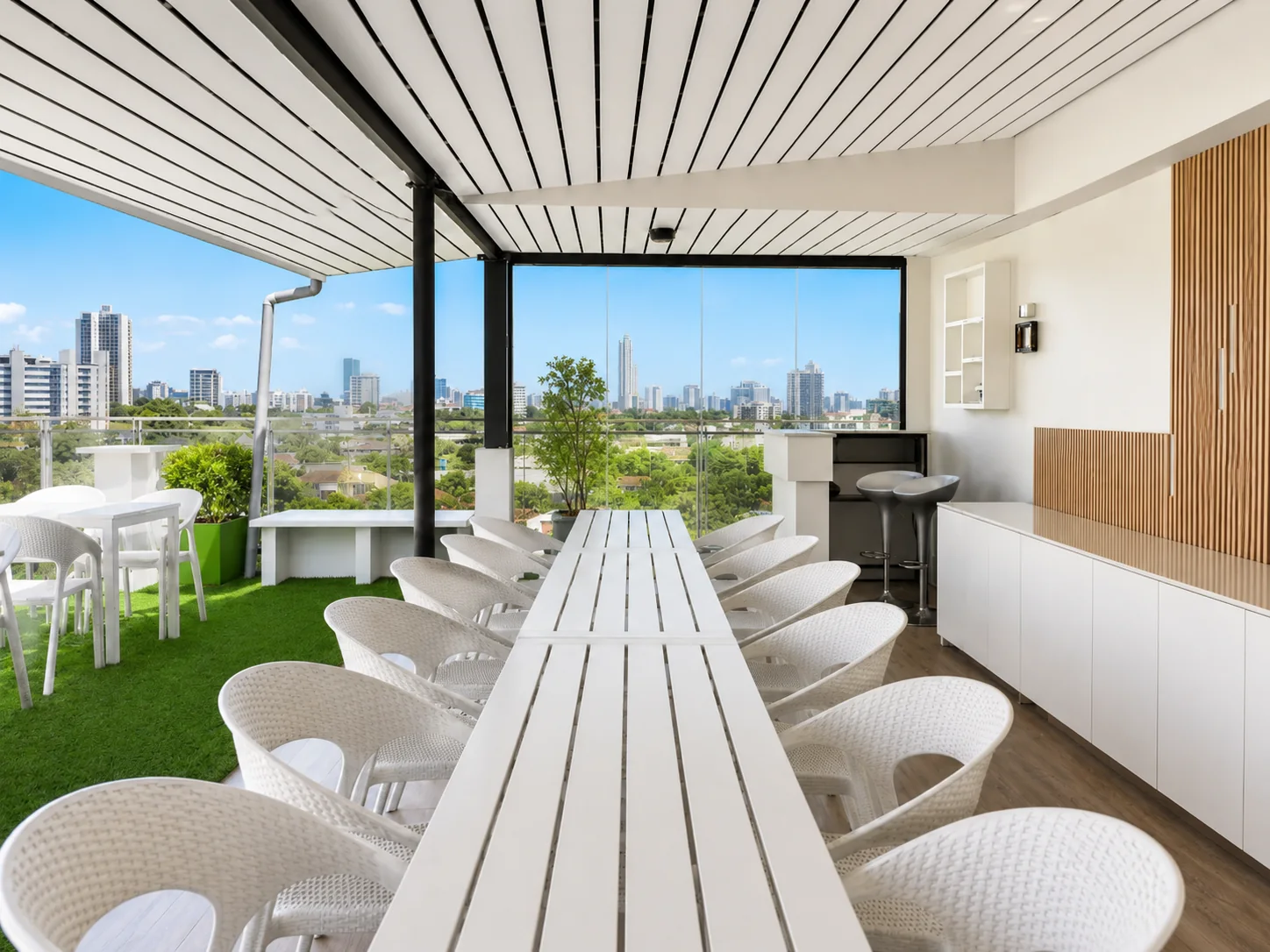 Rooftop seating area overlooking Colombo